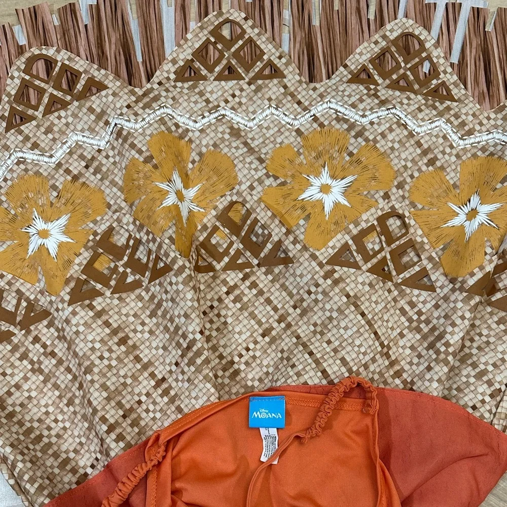 Disney Moana Sequin & Lace Trimmed Top Easy-On One Piece Tassel Skirt Costume